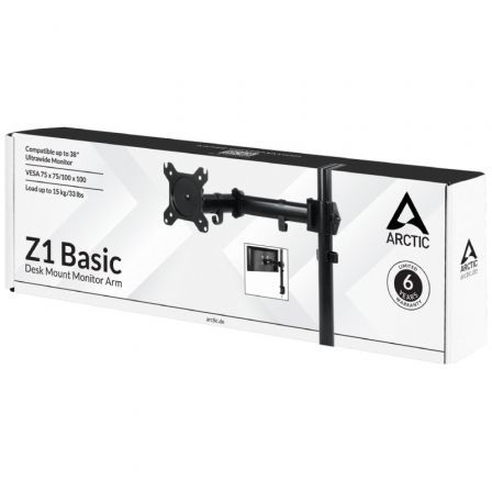 Arctic Z1 Basic Soporte de Mesa para Monitor Giratorio Inclinable hasta 15kg Negro Arctic Z1 Basic Soporte de Mesa para Monitor Giratorio Inclinable hasta 15kg Negro